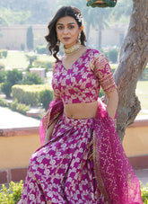 Viscose Jacquard Magenta Colour Lehenga Choli